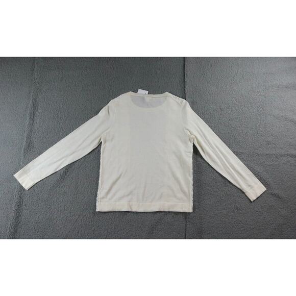 New J. crew Sweater Womens Large Lace Cotton Ivory White Pullover - Picture 2 of 6
